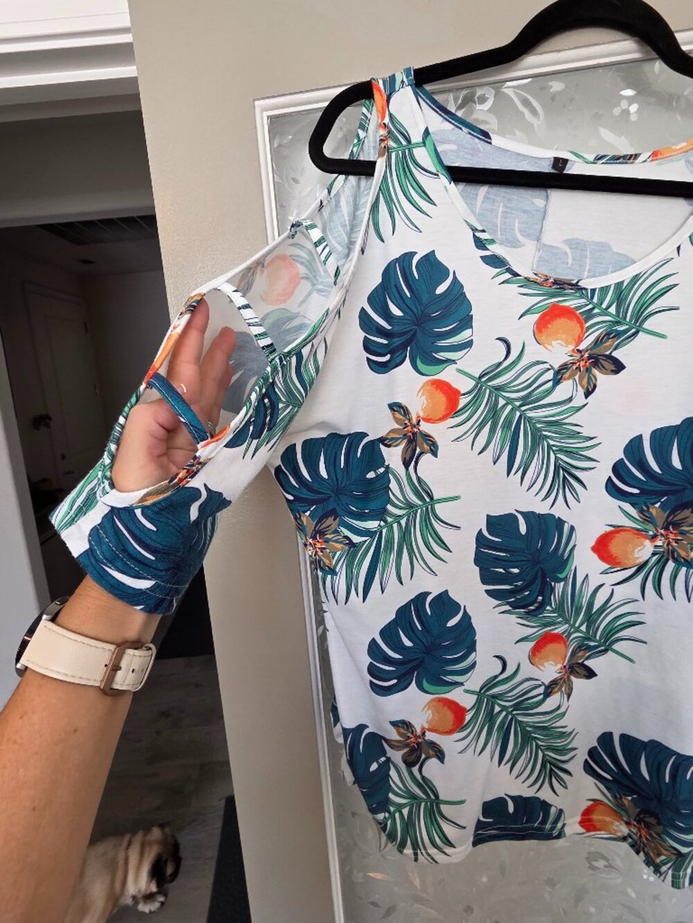 Cold Shoulder Multi-Colored Top - Size L - Picture 6 of 10
